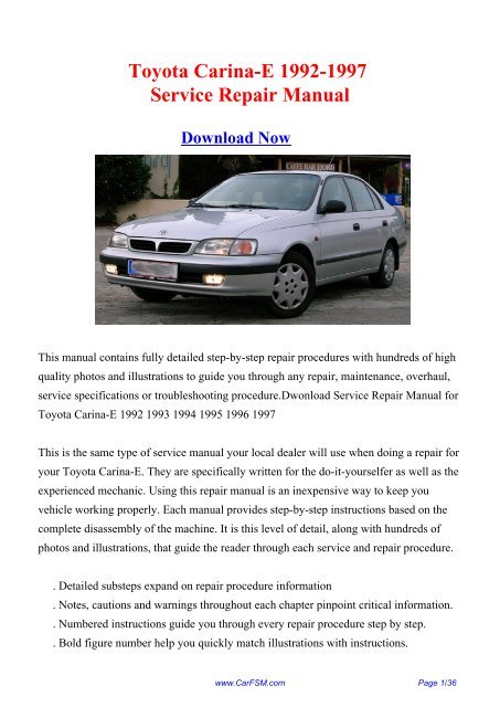 Toyota carina e manual free download